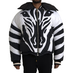 Dolce & Gabbana Black White Stripes Hooded Puffer Jacket JKT3838-52