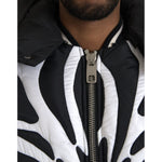 Dolce & Gabbana Black White Stripes Hooded Puffer Jacket JKT3838-52