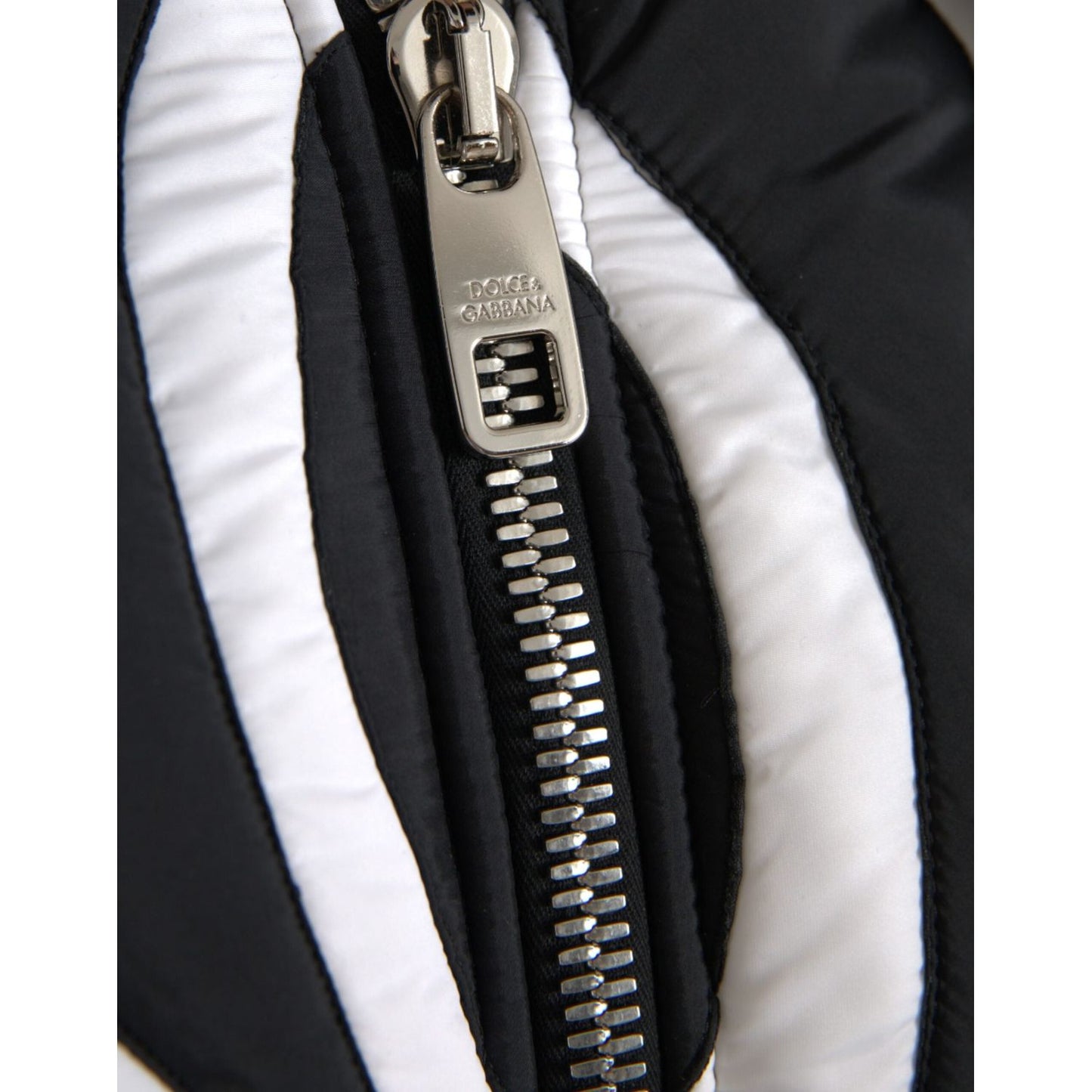 Dolce & Gabbana Black White Stripes Hooded Puffer Jacket JKT3838-52