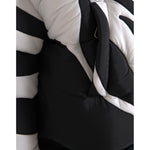 Dolce & Gabbana Black White Stripes Hooded Puffer Jacket JKT3838-52