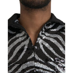Dolce & Gabbana Black Silver Sequined Polyester Sweater TSH86286-48