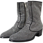Dolce & Gabbana Black Rhinestone Crystal Chelsea Boots Shoes MV5722-45