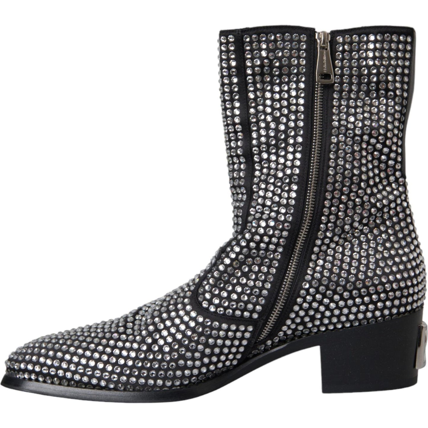 Dolce & Gabbana Black Rhinestone Crystal Chelsea Boots Shoes MV5722-45