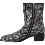 Dolce & Gabbana Black Rhinestone Crystal Chelsea Boots Shoes MV5722-45