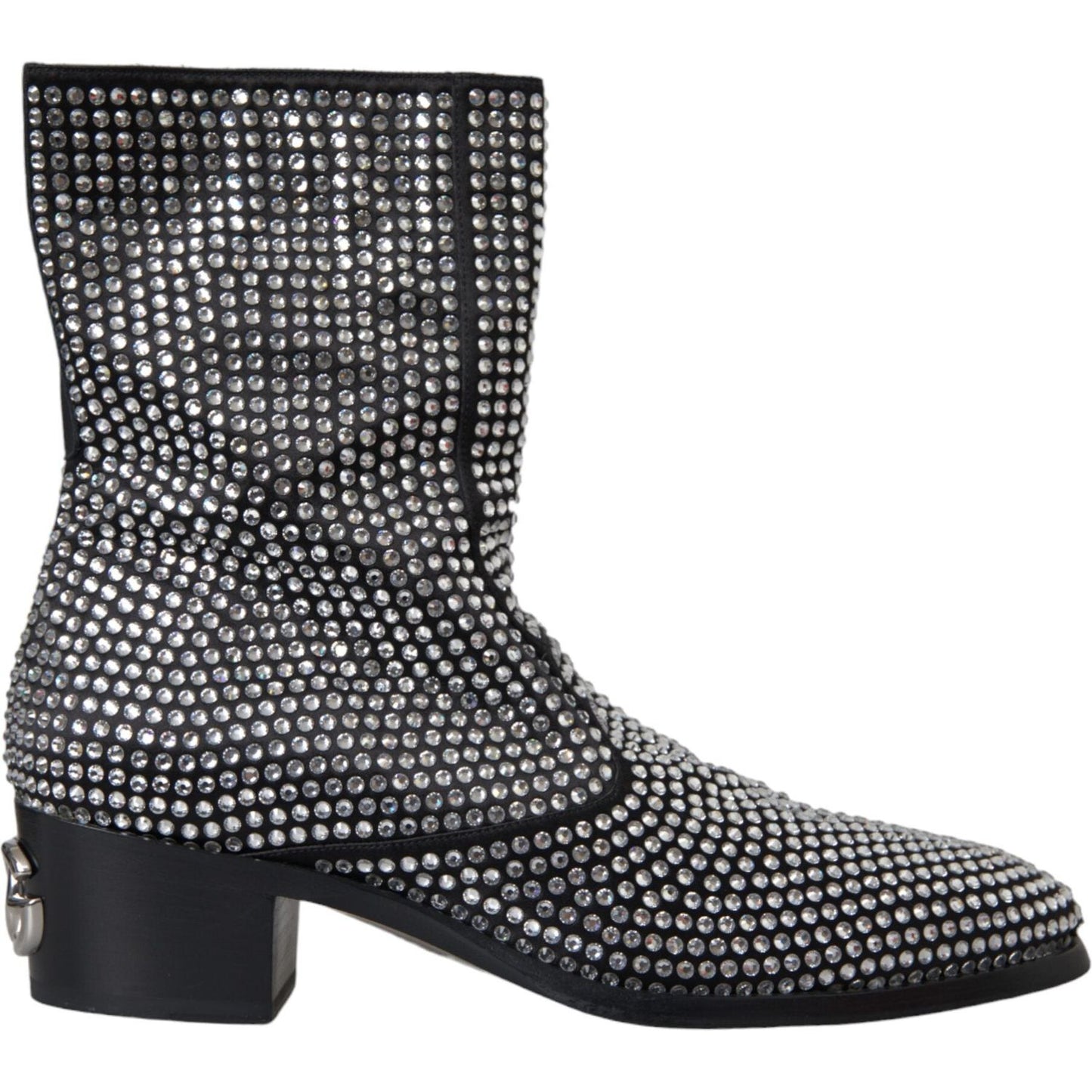Dolce & Gabbana Black Rhinestone Crystal Chelsea Boots Shoes MV5722-45
