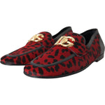 Dolce & Gabbana Red Black Leopard DG Loafers Formal Men Shoes MV5691-39