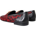 Dolce & Gabbana Red Black Leopard DG Loafers Formal Men Shoes MV5691-39