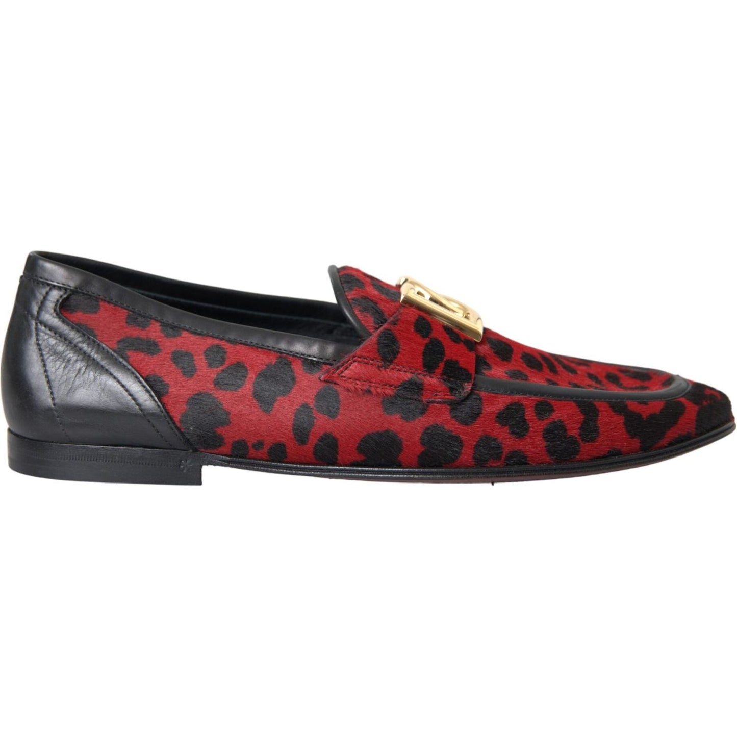 Dolce & Gabbana Red Black Leopard DG Loafers Formal Men Shoes MV5691-39