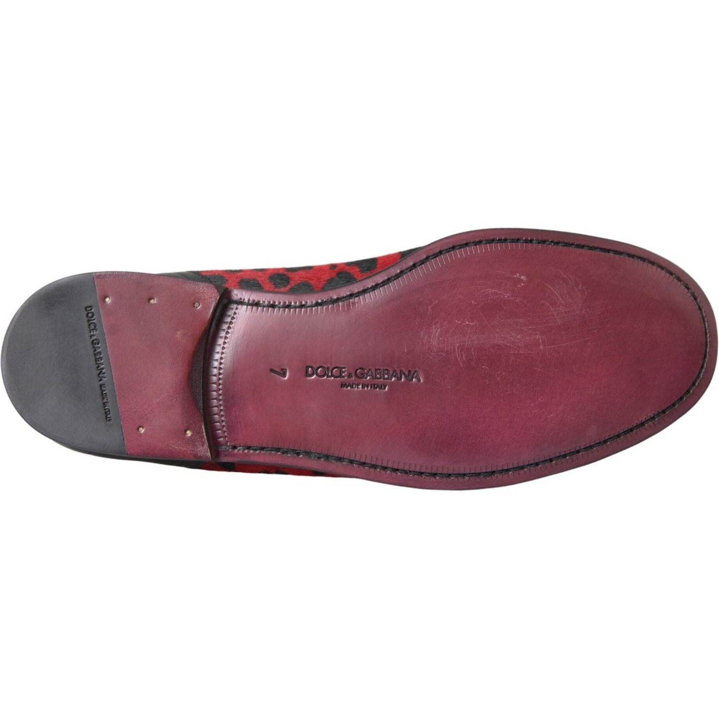 Dolce & Gabbana Red Black Leopard DG Loafers Formal Men Shoes MV5691-39