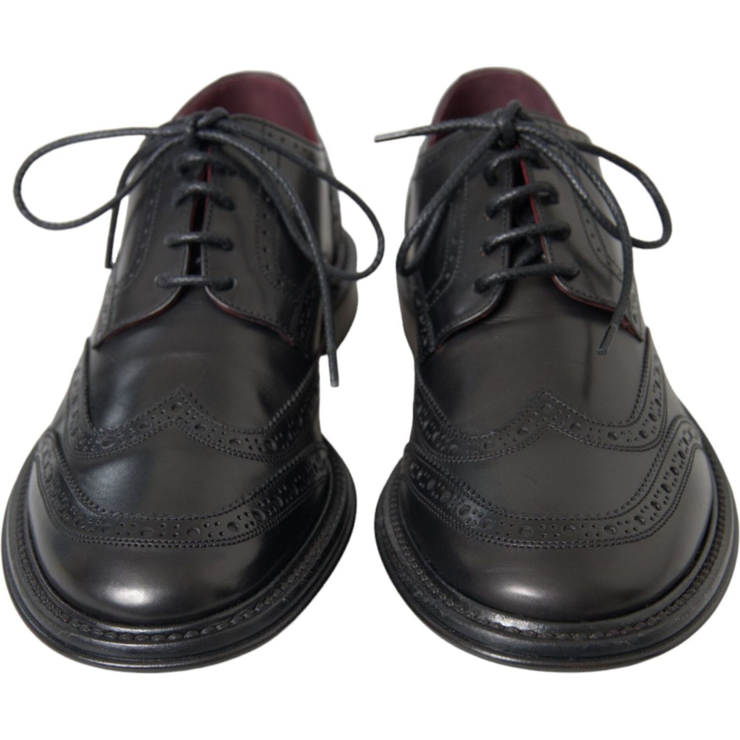 Dolce & Gabbana Black Leather Oxford Wingtip Formal Men Shoes MV5682-41
