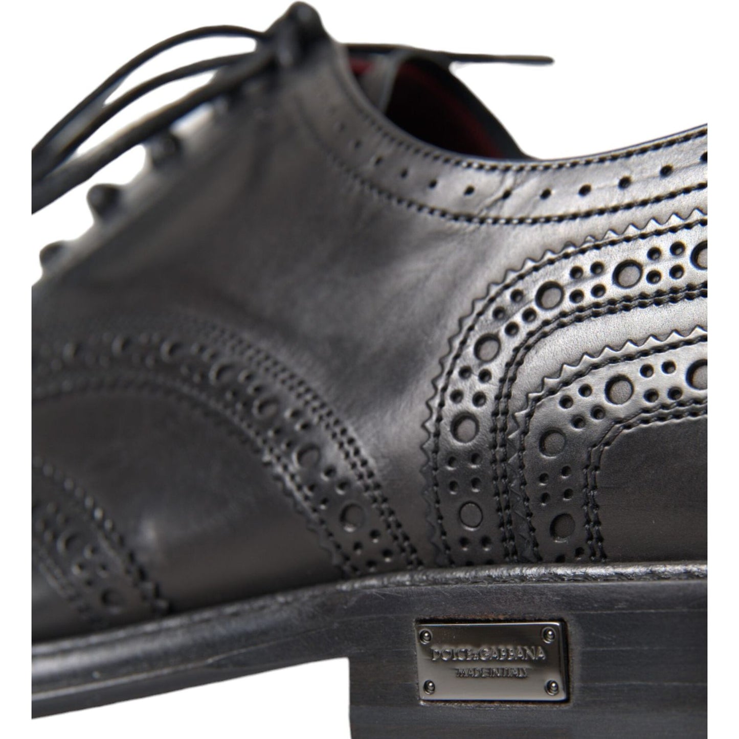 Dolce & Gabbana Black Leather Oxford Wingtip Formal Men Shoes MV5682-41