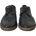 Dolce & Gabbana Black Woven Goat Leather Lace Up Derby Shoes MV5685-40