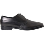Dolce & Gabbana Black Leather Derby Formal Dress Men Shoes MV5699-39