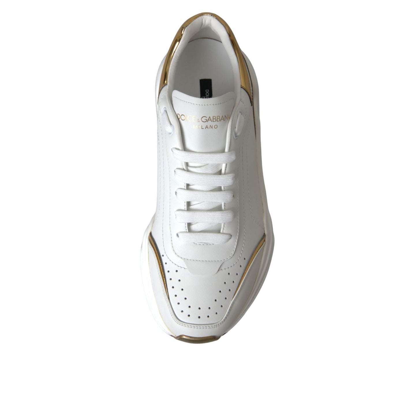 Dolce & Gabbana White Gold DAYMASTER Leather Sneakers Shoes