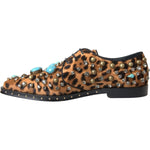 Dolce & Gabbana Brown Leopard Hair Crystal Dress Broque Shoes LA11132-36.5