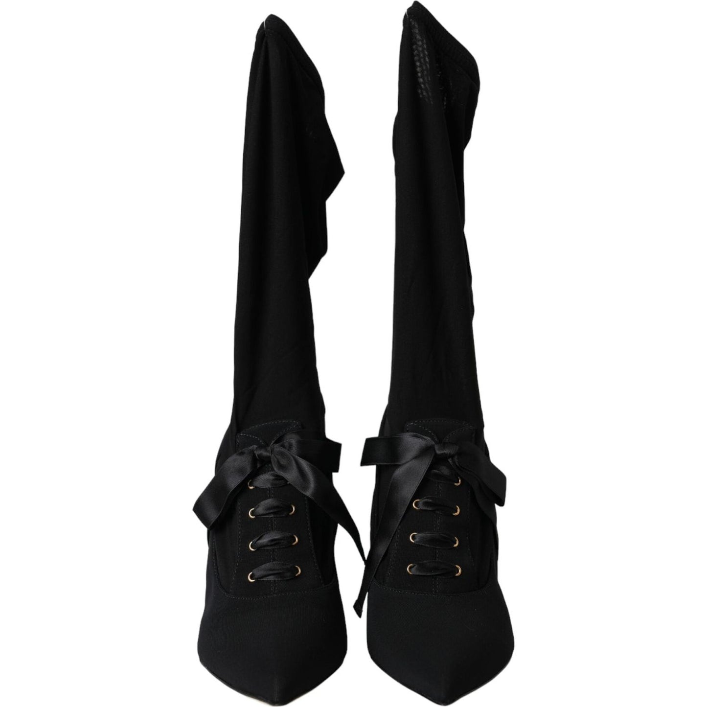 Dolce & Gabbana Black Stiletto Heels Mid Calf Boots Shoes LA11090-36