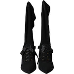 Dolce & Gabbana Black Stiletto Heels Mid Calf Boots Shoes LA11090-36