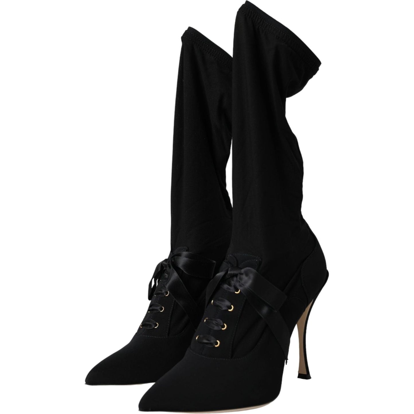 Dolce & Gabbana Black Stiletto Heels Mid Calf Boots Shoes LA11090-36