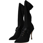 Dolce & Gabbana Black Stiletto Heels Mid Calf Boots Shoes LA11090-36