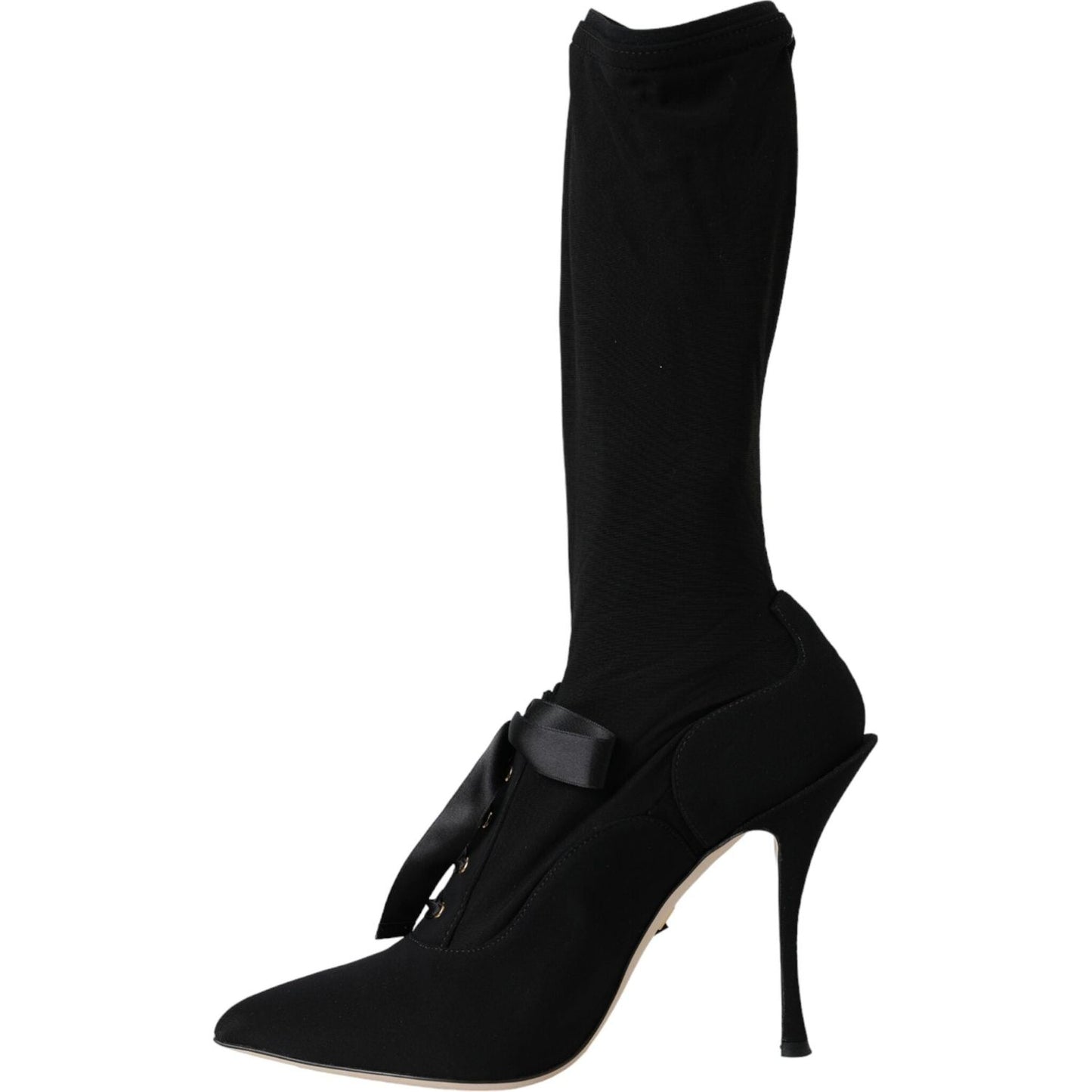 Dolce & Gabbana Black Stiletto Heels Mid Calf Boots Shoes LA11090-36