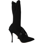 Dolce & Gabbana Black Stiletto Heels Mid Calf Boots Shoes LA11090-36