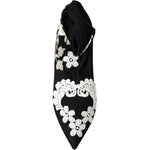 Dolce & Gabbana Black White Embroidery Slip On Boots Shoes LA11094-35