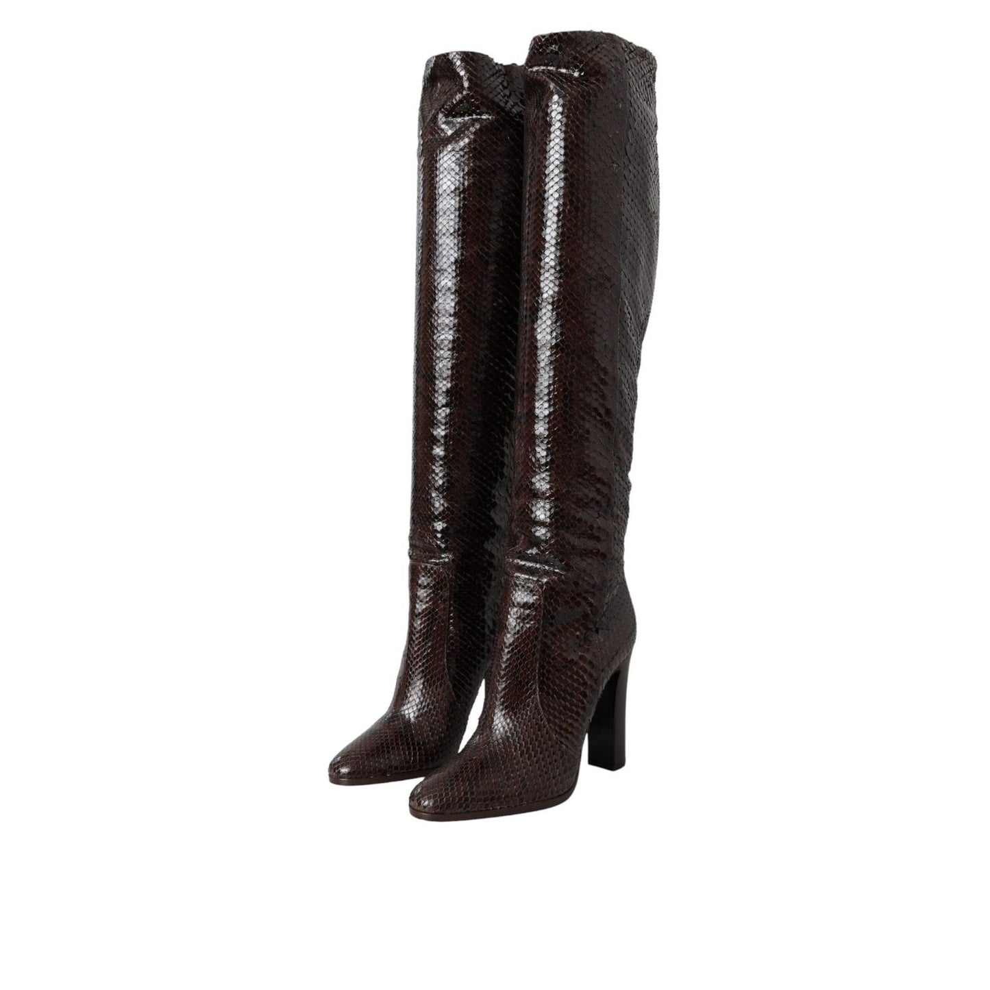 Dolce & Gabbana Brown Exotic Leather Heels High Boots Shoes LA11141-35