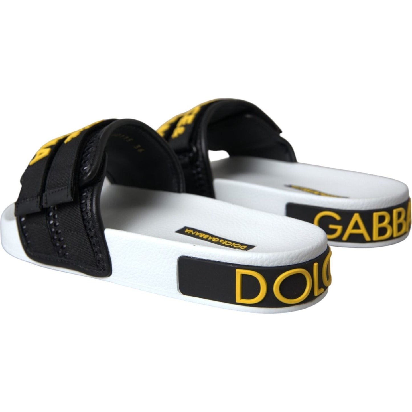 Dolce & Gabbana White Black Logo Beachwear Flats Sandals Shoes LA10964-36
