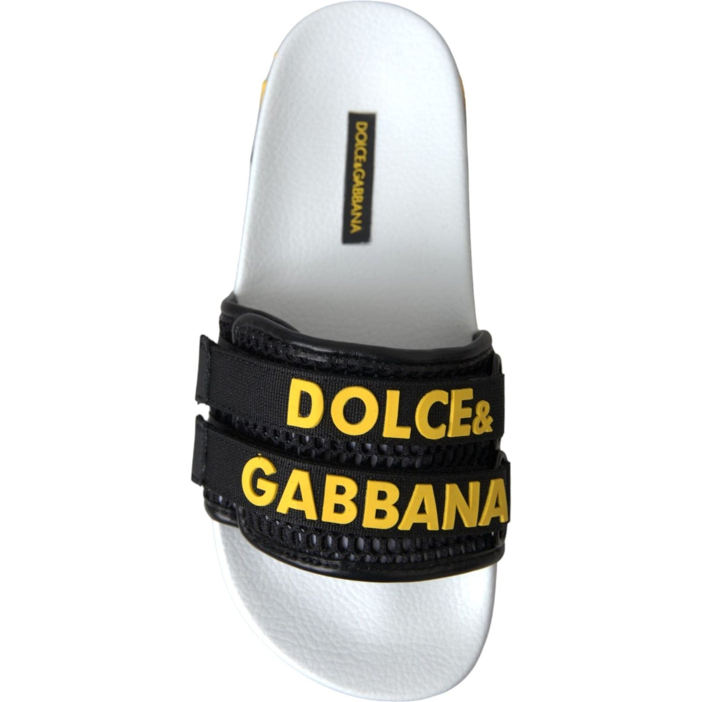 Dolce & Gabbana White Black Logo Beachwear Flats Sandals Shoes LA10964-36