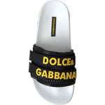 Dolce & Gabbana White Black Logo Beachwear Flats Sandals Shoes LA10964-36