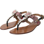 Dolce & Gabbana Multicolor Crystal Sandals Flip Flops Shoes LA11058-36