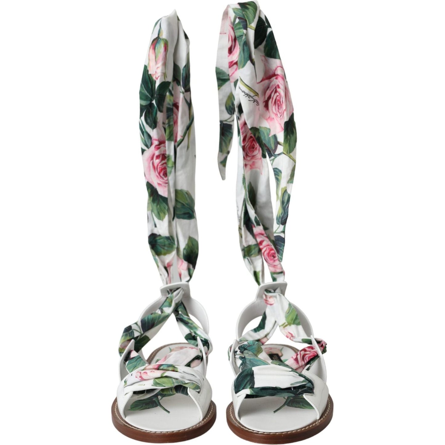 Dolce & Gabbana Multicolor Floral Print Ankle Wrap Sandals Shoes LA11062-37