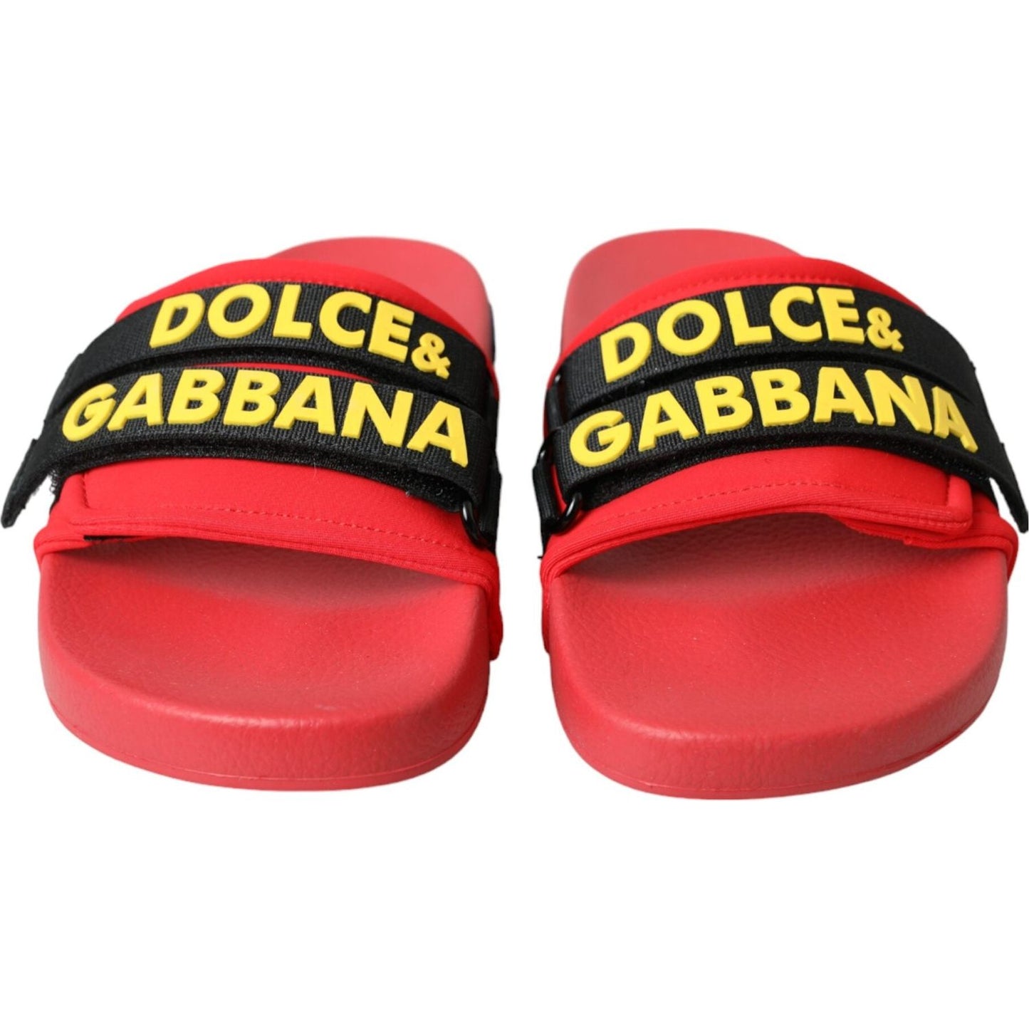Dolce & Gabbana Red Black Logo Beachwear Flats Sandals Shoes LA11130-36