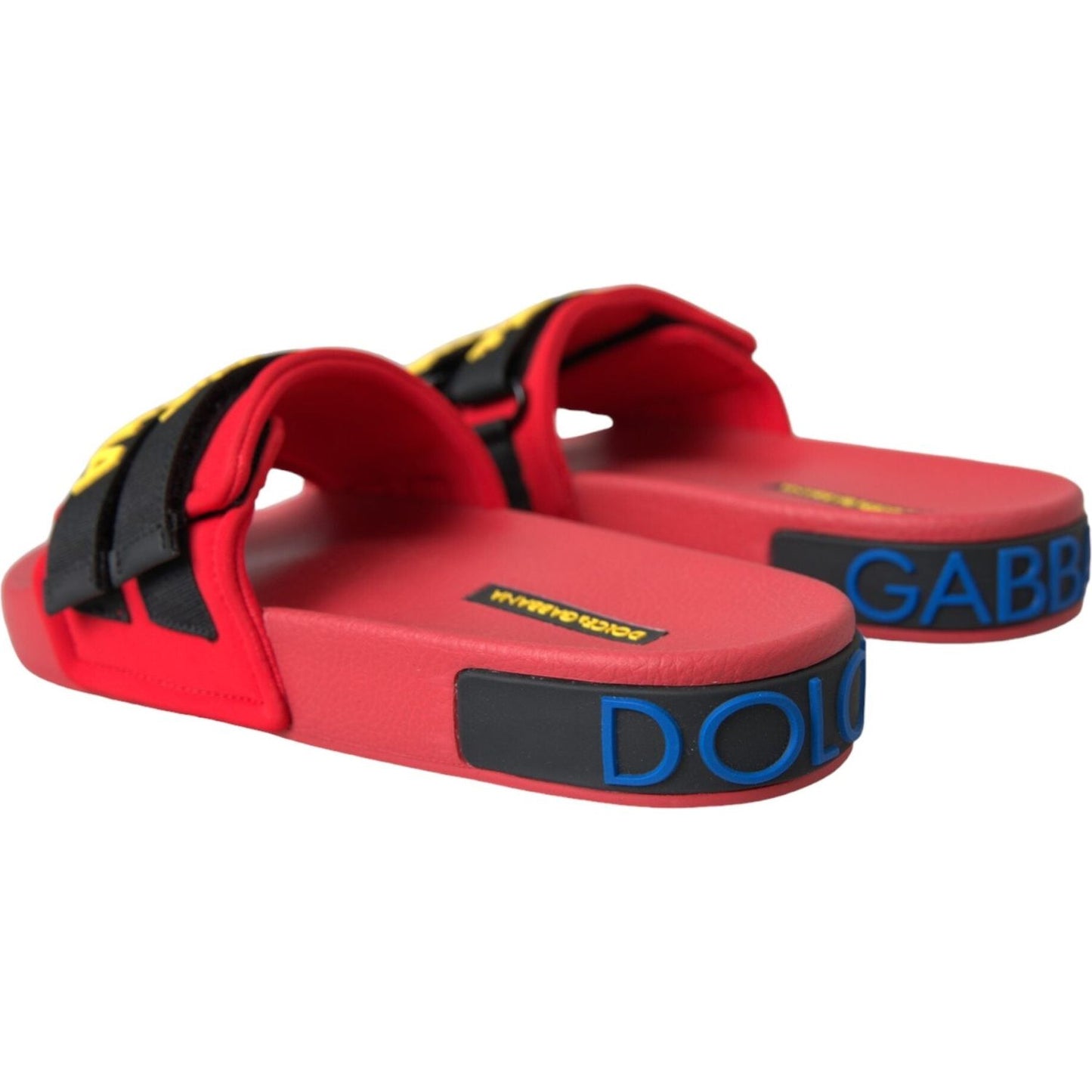 Dolce & Gabbana Red Black Logo Beachwear Flats Sandals Shoes LA11130-36
