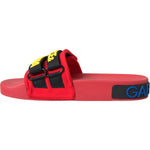 Dolce & Gabbana Red Black Logo Beachwear Flats Sandals Shoes LA11130-36