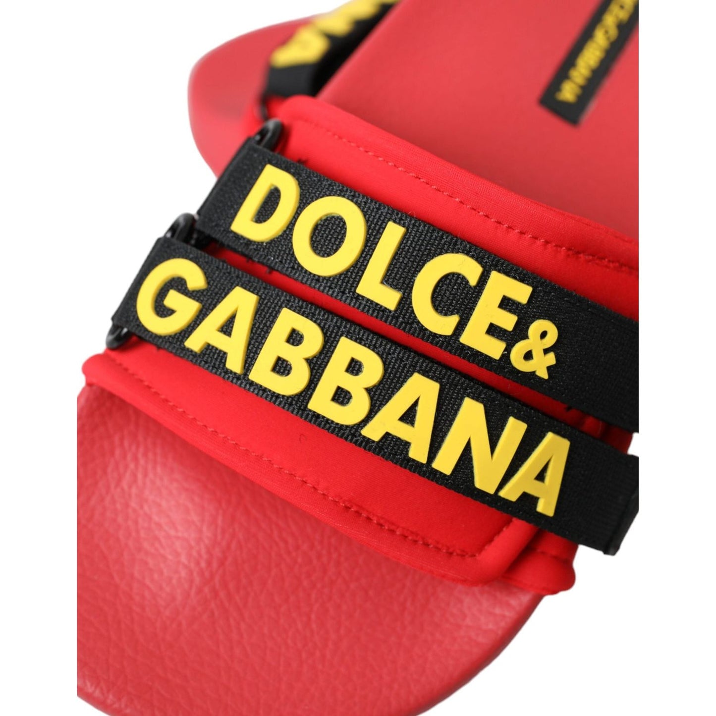 Dolce & Gabbana Red Black Logo Beachwear Flats Sandals Shoes LA11130-36