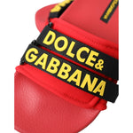Dolce & Gabbana Red Black Logo Beachwear Flats Sandals Shoes LA11130-36