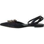 Dolce & Gabbana Black Leather Crystal Slingback Sandals Shoes LA11164-38