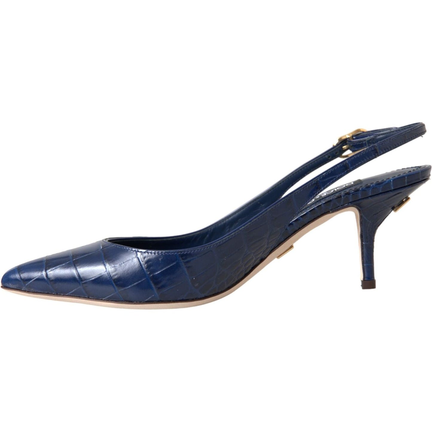 Dolce & Gabbana Dark Blue Croc Leather Slingbacks Shoes LA11160-38