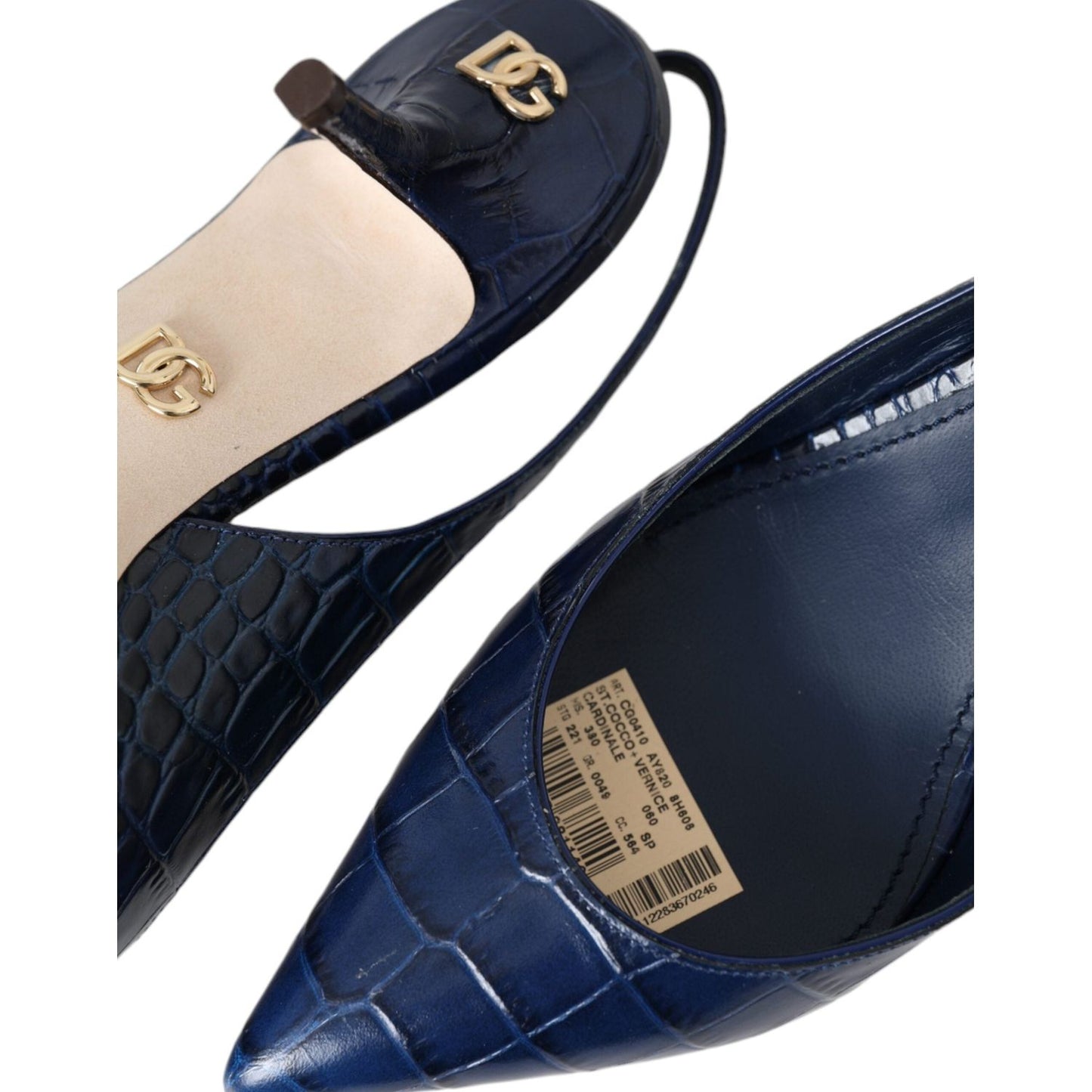 Dolce & Gabbana Dark Blue Croc Leather Slingbacks Shoes LA11160-38