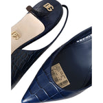 Dolce & Gabbana Dark Blue Croc Leather Slingbacks Shoes LA11160-38