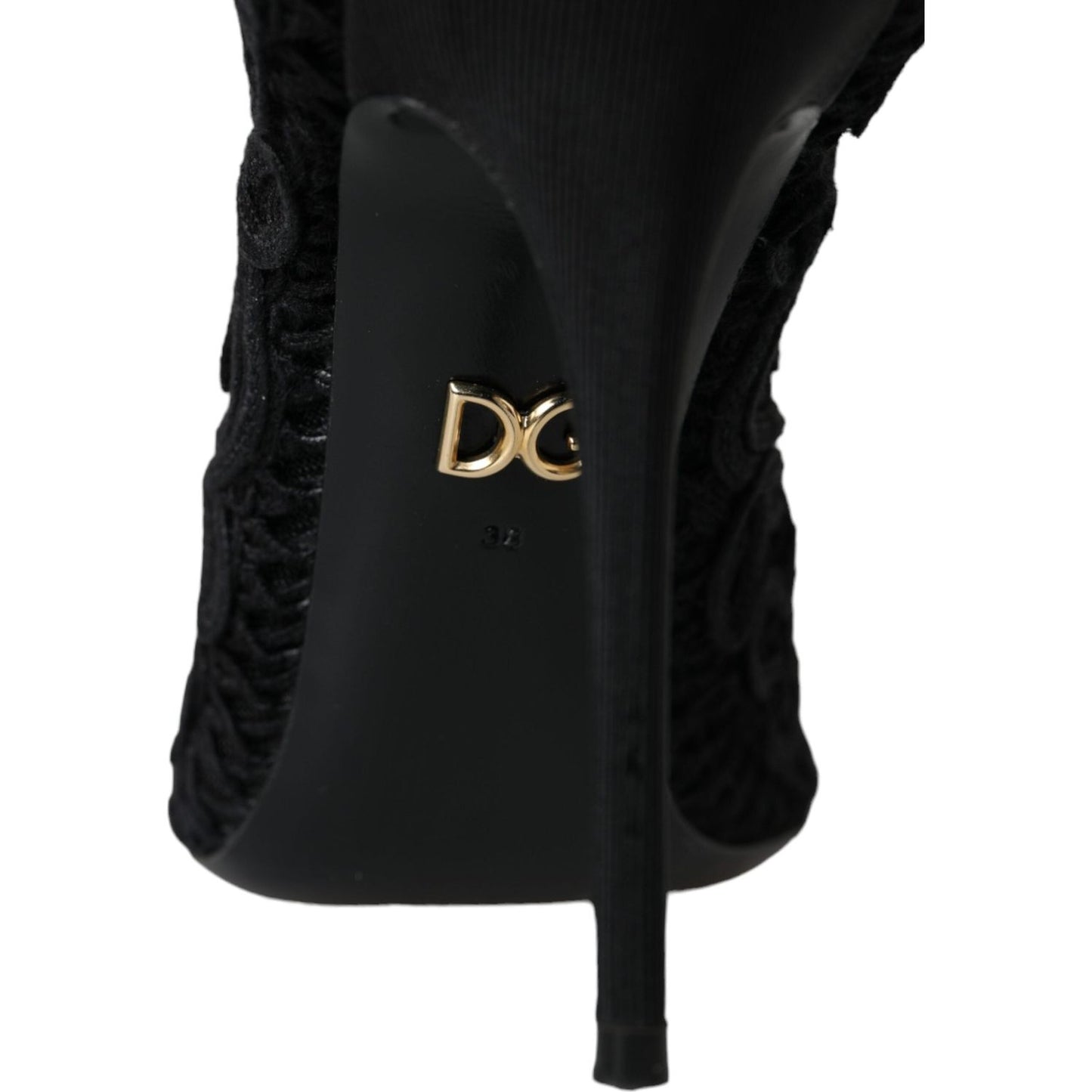 Dolce & Gabbana Black Cordonetto Ricamo Pump Open Toe Shoes LA11181-38
