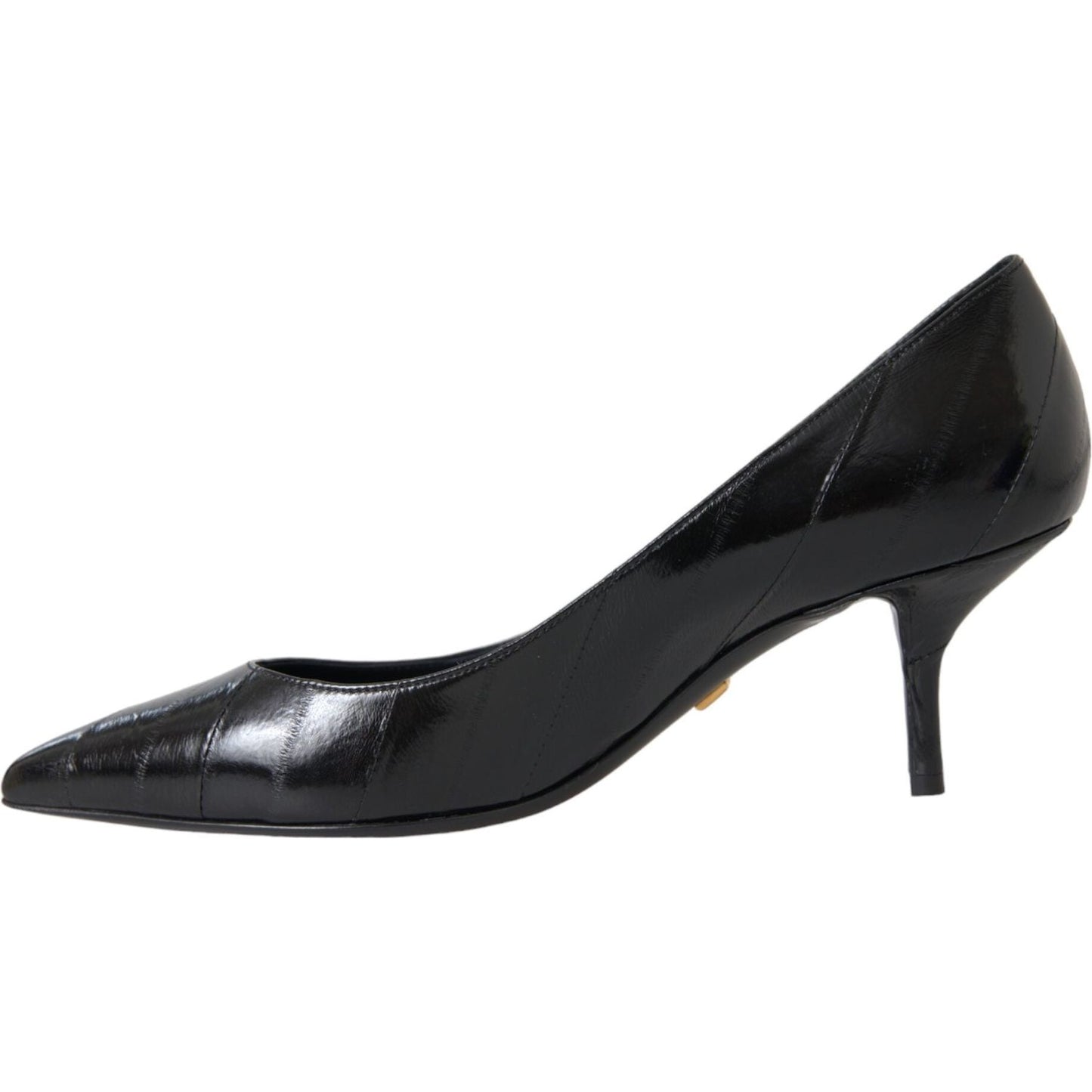 Dolce & Gabbana Black Eel Leather Kitten Heels Pumps Shoes LA11200-39