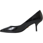 Dolce & Gabbana Black Eel Leather Kitten Heels Pumps Shoes LA11200-39