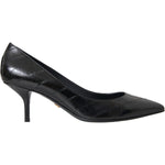 Dolce & Gabbana Black Eel Leather Kitten Heels Pumps Shoes LA11200-39
