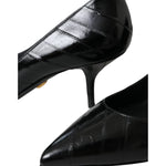 Dolce & Gabbana Black Eel Leather Kitten Heels Pumps Shoes LA11200-39