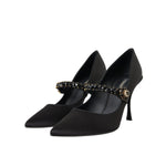 Dolce & Gabbana Black Mary Jane Crystal Heels Pumps Shoes LA11208-40