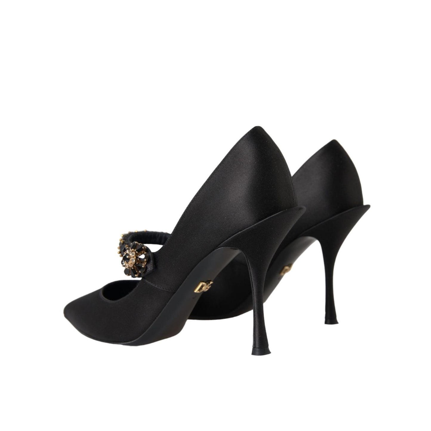 Dolce & Gabbana Black Mary Jane Crystal Heels Pumps Shoes LA11208-40