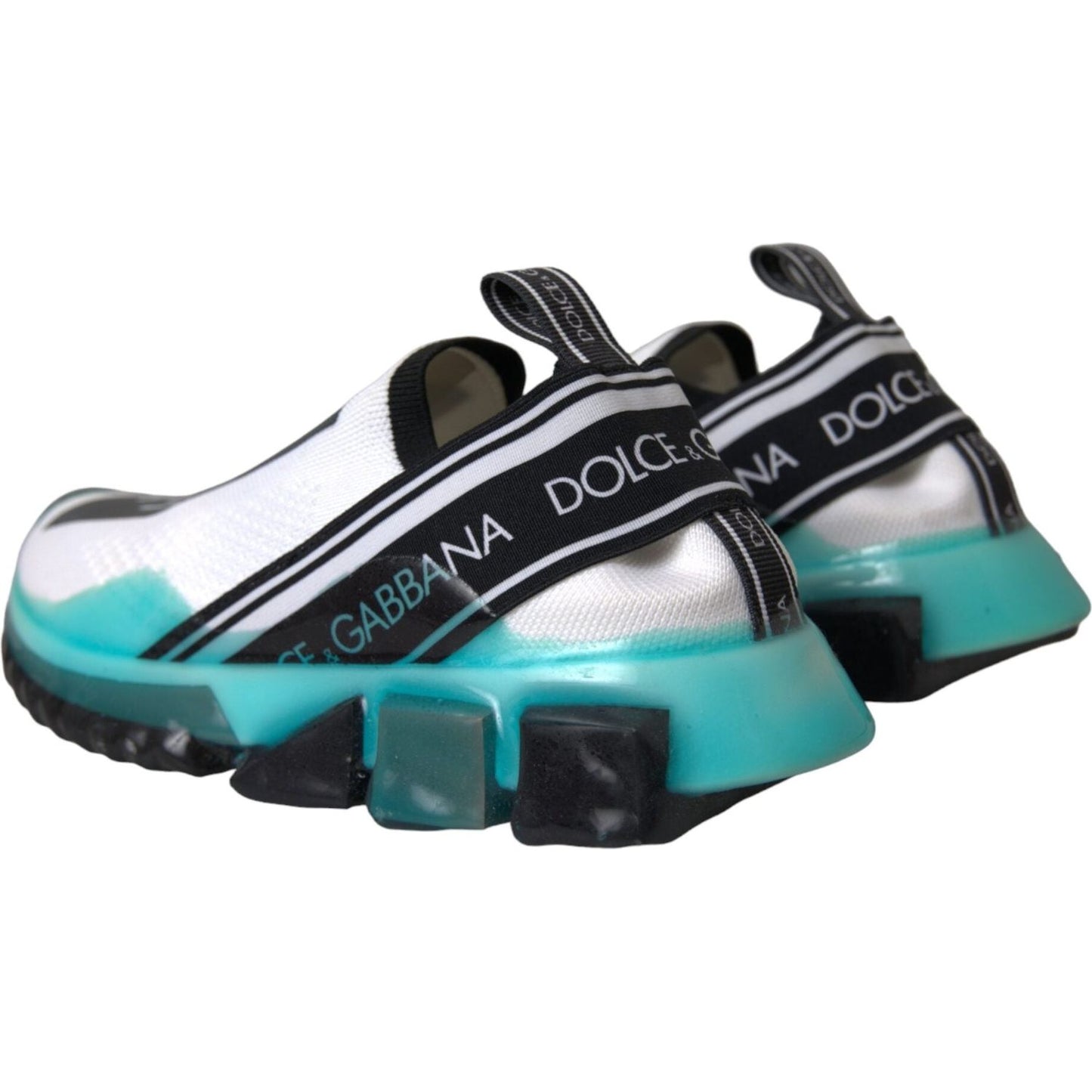 Dolce & Gabbana Black White Blue Slip On Sorrento Sneakers Shoes LA11104-35.5