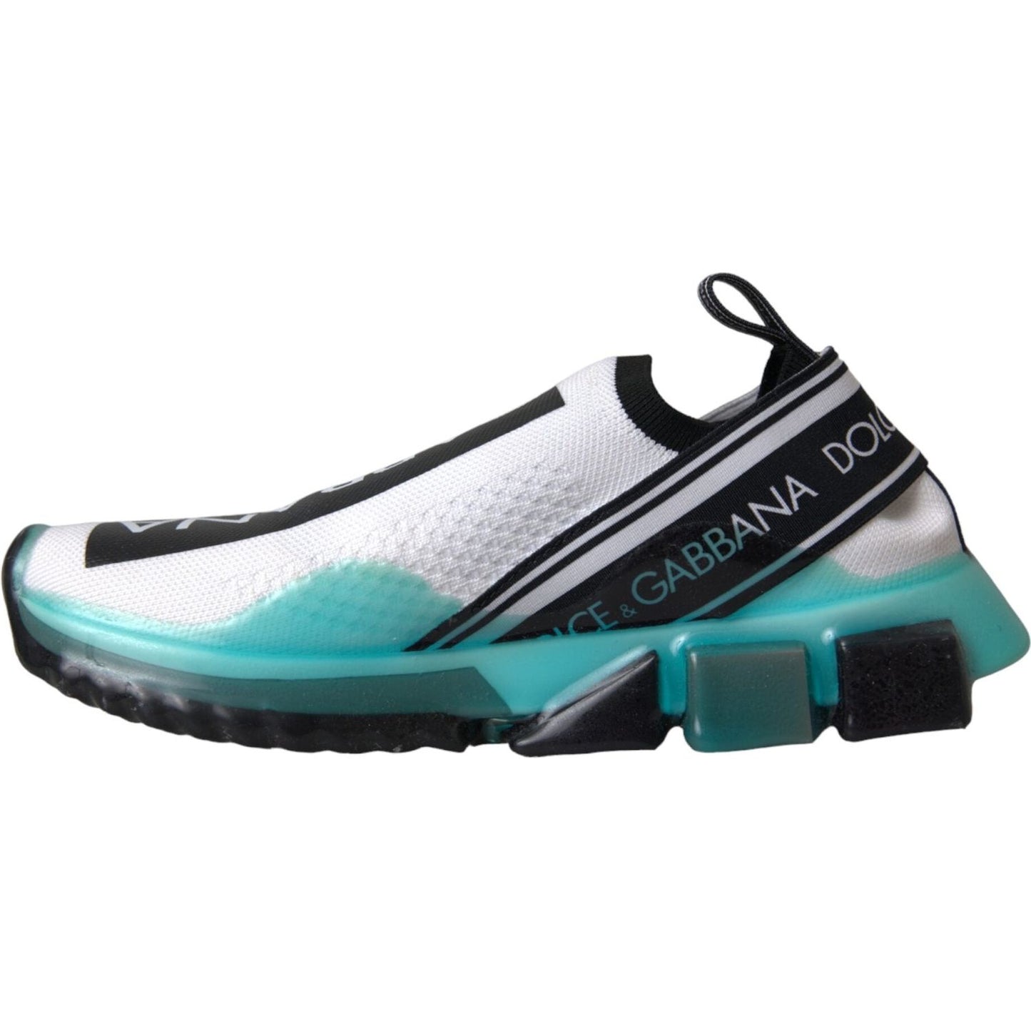 Dolce & Gabbana Black White Blue Slip On Sorrento Sneakers Shoes LA11104-35.5